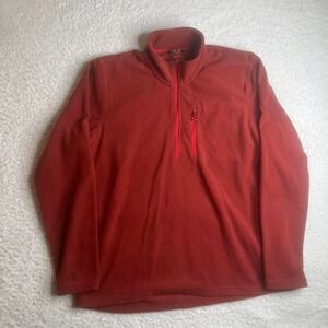 Orvis men's red micro grid pullover lightweight waffle #25ZH xl
